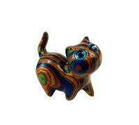 HINAYOSAN Élégante statue de chat en bois avec yeux distinctifs - Figurine de chaton miniature de bureau pour la décoration artistique de la maison ou du bureau