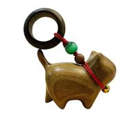 HINAYOSAN Élégante statue de chat en bois avec yeux distinctifs - Figurine de chaton miniature de bureau pour la décoration artistique de la maison ou du bureau