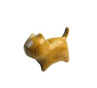 HINAYOSAN Élégante statue de chat en bois avec yeux distinctifs - Figurine de chaton miniature de bureau pour la décoration artistique de la maison ou du bureau