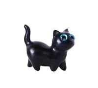 HINAYOSAN Élégante statue de chat en bois avec yeux distinctifs - Figurine de chaton miniature de bureau pour la décoration artistique de la maison ou du bureau
