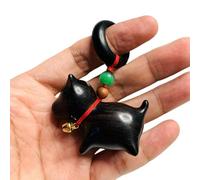 HINAYOSAN Élégante statue de chat en bois avec yeux distinctifs - Figurine de chaton miniature de bureau pour la décoration artistique de la maison ou du bureau