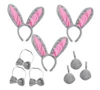 HINAYOSAN Ensemble de bandeaux avec oreilles de lapin, nœud papillon, accessoires pour cheveux d'animaux avec nœud papillon, queue d'animal