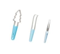 HINAYOSAN Ensemble de coupe-pastèque 3 en 1 en acier inoxydable avec fourchette et cutter faciles à utiliser pour la cuisine et le camping, décorateurs de fruits créatifs