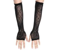 HINAYOSAN Gants d'Halloween pour femme - Élégant - Protection solaire - Gant long - Toile d'araignée - Dentelle - Accessoire de fête - Respirant - Toile d'araignée
