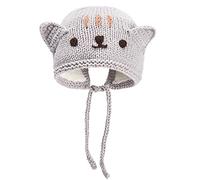HINAYOSAN Joli bonnet tricoté à lacets pour enfants et chatons pour bébé - Mignon décontracté et pliable pour garçons et filles avec cache-oreilles - Chapeaux grenouille pour femmes pour nouveau-né