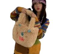HINAYOSAN Joli sac à bandoulière en peluche grande capacité sous les bras pour femme automne hiver shopping sac en peluche, kaki, One Size