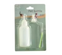 HINAYOSAN Kit d'allaitement pour chiot - Bouteille de lait de 56,7 g - Ligne d'étalonnage transparente - En silicone - Ouvre-trou de mamelon - Brosse de nettoyage 4 pièces