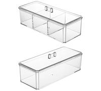 HINAYOSAN Lot de 2 boîtes de rangement empilables pratiques avec couvercle pour salle de bain propre et hygiénique