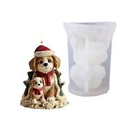 HINAYOSAN Moule en silicone de qualité alimentaire en forme de figurine de chien de Noël pour résine époxy, savon, chocolat, pâtisserie, moule de Noël