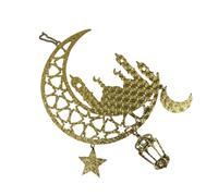 HINAYOSAN Pendentif en forme d'or pour porte d'entrée de l'Aïd Festival Ornement en bois Décoration religieuse Ramadans Fournitures de fête à suspendre