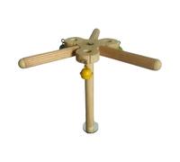 HINAYOSAN Perchoir à vent rotatif avec clochettes pour petits oiseaux perroquets cage en bois décoration interactif support d'exercice perroquets jouet moulin à vent rotatif