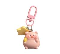 HINAYOSAN Porte-clés pour femmes et filles, cochon rose 3D avec breloque en résine de dessin animé, porte-clés personnalisé à suspendre pour filles et étudiants, Fromage, m6449