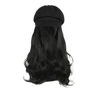 HINAYOSAN Postiche unique Bérets Chapeau Bouclés Peintre Extensions de cheveux synthétiques pour femme Perruques longues, t, Taille unique