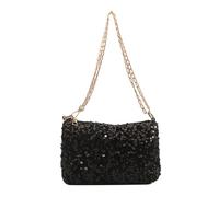 HINAYOSAN Sac à bandoulière à paillettes pour femme - Petit sac carré tendance pour femme - Bandoulière à paillettes, Noir , One Size