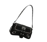 HINAYOSAN Sac à bandoulière à rivets tendance, sacs à main en cuir avec sangle réglable, petit sac Hobos pour femme, Noir , One Size