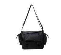 HINAYOSAN Sac à bandoulière décontracté en tissu Oxford pour femme et homme, grand message, bandoulière réglable, pour voyage, école, université, grand sac à bandoulière noir, Noir , One Size
