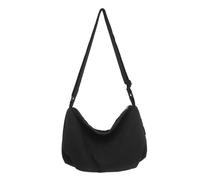 HINAYOSAN Sac à bandoulière japonais tendance en toile de couleur unie, compact et polyvalent, vintage, avec bandoulière réglable, bandoulière en toile, Noir , One Size