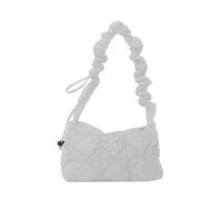HINAYOSAN Sac à bandoulière plissé sous les bras fourre-tout à bandoulière matelassé sac à main sac à main en nylon avec cordon de serrage ceinture pour femme pochette PU élégante, blanc, One Size