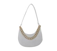 HINAYOSAN Sac à bandoulière pour femme avec motif chaîne tendance en feutre, blanc, One Size