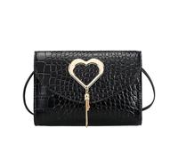 HINAYOSAN Sac à bandoulière pour femme en forme de cœur, compact et polyvalent, adapté pour le shopping et les voyages, motif cœur, petit mignon et tendance, pour un usage quotidien, cadeau, Noir