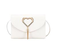 HINAYOSAN Sac à bandoulière pour femme en forme de cœur, compact et polyvalent, adapté pour le shopping et les voyages, motif cœur, petit mignon et tendance, pour un usage quotidien, cadeau, blanc