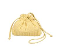 HINAYOSAN Sac à bandoulière souple plissé avec cordon de serrage pour fille et femme Sac fourre-tout polyvalent tendance, jaune, One Size