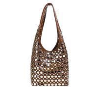 HINAYOSAN Sac à bandoulière tendance en cuir PU avec clous tendance pour le bureau, le shopping, les femmes et les filles, marron, One Size