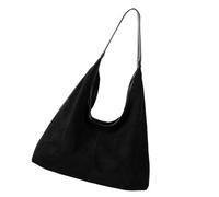 HINAYOSAN Sac à main élégant et souple en daim pour femme - Grande capacité - Design rétro - Sac à bandoulière pour le bureau, l'université et les vacances - Usage quotidien - En daim doux, Noir , One