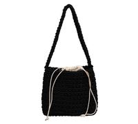 HINAYOSAN Sac à main en coton tissé pour femmes et filles avec cordon de serrage, Noir , One Size