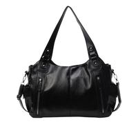 HINAYOSAN Sac à main pour femme - Grande capacité - Sac à main tendance - Bandoulière assortie - Élégant - Pour les voyages - Bandoulière tendance en cuir synthétique - Grande capacité, Noir , One