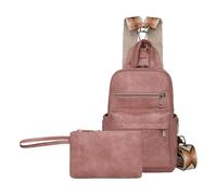 HINAYOSAN Sac de poitrine rétro et ensemble de maquillage pour femme Sac à dos tendance en cuir PU grande capacité Sac à main à la mode, a, One Size
