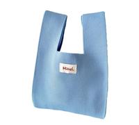 HINAYOSAN Sac fourre-tout en crochet de couleur unie tricoté, polyvalent, sac à main, téléphone pour fille et femme, grande capacité, tricot tendance, bleu, One Size
