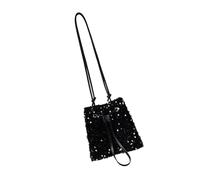 HINAYOSAN Sac seau à paillettes pour femme avec cordon de serrage - Sac à main pour femme - Sac de soirée tendance - Cadeaux à bandoulière, Noir , One Size