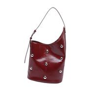 HINAYOSAN Sac seau multifonction pour femme avec motifs cloutés et bandoulière réglable, rivets et perles, grand sac à main sous les aisselles, bandoulière réglable, Rouge, One Size
