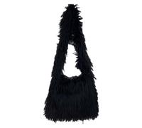 HINAYOSAN Sacs à bandoulière en peluche pour femme, sac à bandoulière en fourrure, doux et design, adapté pour le shopping et un usage quotidien, petit sac à bandoulière pour femme, Noir , One Size