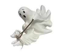 HINAYOSAN Sculpture de chien fantôme et animal de compagnie en résine artistique pour Halloween Figurine fantomatique Décoration pour la maison Décoration de table Cadeau Figurine de collection