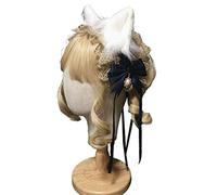 HINAYOSAN Serre-tête japonais en dentelle dorée avec nœud en ruban et oreilles de loup - Pour déguisement de cosplay