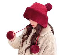 HINAYOSAN Sweet Casual Warm Woolen Hat Bucket Cute Plush Ball Knitted with Pom Pom Knitting Cap Autumn and Winter Woolen Hats for Women for Baby Girl for Men with Ear Flaps for Boys, E, Taille unique
