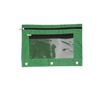 HINAYOSAN Trousse à crayons avec 3 anneaux - Double fermeture éclair - Pour l'école - Pour étudiants, Vert