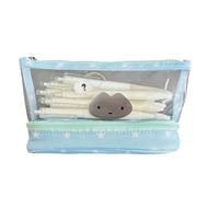 HINAYOSAN Trousse à crayons de grande capacité avec 2 compartiments - Poids léger - Pour voyage, cosmétiques, fournitures scolaires, Question Chaton