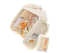 HINAYOSAN Trousse à crayons esthétique de grande capacité, boîte simple pour gommes, règles, marqueurs, rangement de grande capacité, boîte esthétique simple, beige