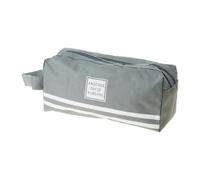 HINAYOSAN Trousse multifonction de grande capacité, double couche, grands compartiments, pochette à stylos en toile pour étudiant, double fermeture éclair, gris foncé