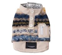 HINAYOSAN Veste épaisse rayée en polaire chaude épaisse avec fermeture à bouton rapide Pull à rayures pour chats