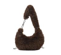 HINAYOSAN Y2K Sac à bandoulière en peluche pour femme Sac à main en fourrure pour porter tous les jours Sac à bandoulière pour femme, marron, One Size