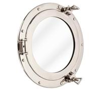 Hind Handicrafts Miroir de hublot de bateau nautique vintage à fixer au mur pour décoration de maison | Décor maritime nautique sur le thème des pirates | Miroir de maquillage (61 cm, Chrome nickel)
