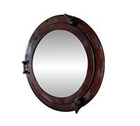 Hind Handicrafts Miroir mural vintage nautique pour décoration de la maison | Décoration sur le thème nautique de pirate | Miroir de courtoisie (28 cm, cuivre)
