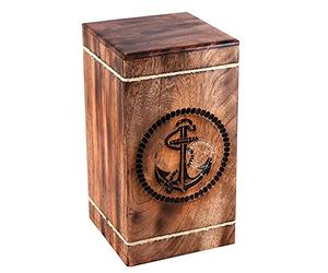 HIND HANDICRAFTS Rosewood Urne funéraire en bois pour cendres humaines Adulte L - Urne funéraire en bois pour colombarium - Urne funéraire (250 cm³, ancre ancienne)