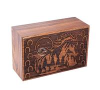 HIND HANDICRAFTS Urne funéraire en bois fabriquée à la main en forme de soleil levant pour cendres humaines adultes Grande boîte funéraire Urne funéraire pour cheval pour le Colibarium (113,4 kg