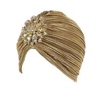 hindraem Bandeau Turban Richement Conçu Pour Femmes Et Hommes,Doré,58 cm | Élégant Rassemblements Formels Très Adapté À La Mascarade Mode Turban Plissé Bonnet Bonnet Head Wrap Lady