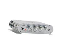 hindraem Mini amplificateur de puissance robuste avec boîtier en alliage d'aluminium. Performances fiables pour toute configuration audiovisuelle. Système, Argent, 150 x 90 x 40 mm